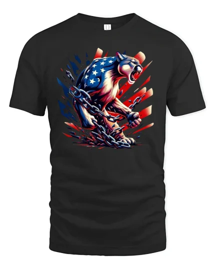 Patriotic Cougar T-Shirt - black t-shirt on white background