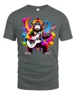 Guitar Monkey T-Shirt - gray t-shirt on white background