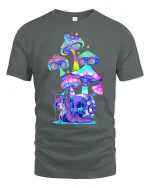 Psychedelic Mushroom Snail T-Shirt - gray t-shirt on white background