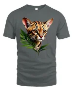 Jungle Cat T-Shirt - Wild Leopard Graphic - gray t-shirt on white background