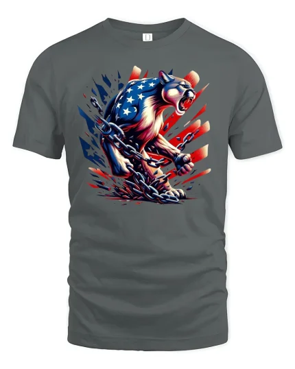 Patriotic Cougar T-Shirt - gray t-shirt on white background