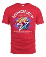 Mindset Mastery T-Shirt - Believe Achieve Greatness - red t-shirt on white background