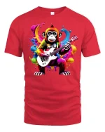 Guitar Monkey T-Shirt - red t-shirt on white background