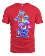Psychedelic Mushroom Snail T-Shirt - red t-shirt on white background