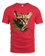 Jungle Cat T-Shirt - Wild Leopard Graphic - red t-shirt on white background