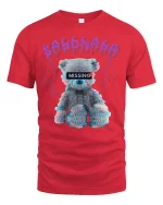 Missing Teddy T-Shirt - Glitch Bear Aesthetic Design - red t-shirt on white background