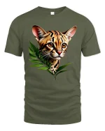Jungle Cat T-Shirt - Wild Leopard Graphic - military green t-shirt on white background