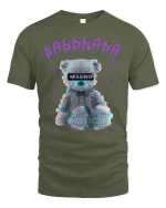 Missing Teddy T-Shirt - Glitch Bear Aesthetic Design - military green t-shirt on white background