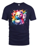 Rainbow Teddy Bear T-Shirt - navy t-shirt on white background