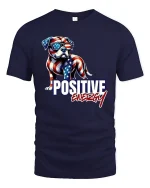 Positive Energy T-Shirt - American Flag Dog - navy t-shirt on white background