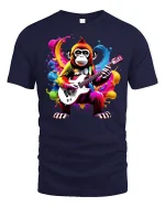 Guitar Monkey T-Shirt - navy t-shirt on white background