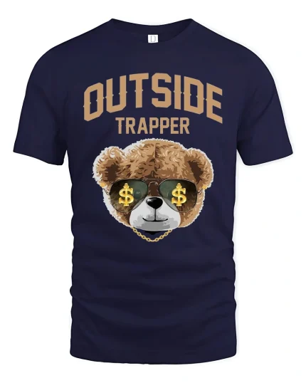 Outside Trapper T-Shirt - navy t-shirt on white background