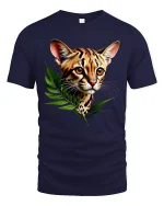 Jungle Cat T-Shirt - Wild Leopard Graphic - navy t-shirt on white background