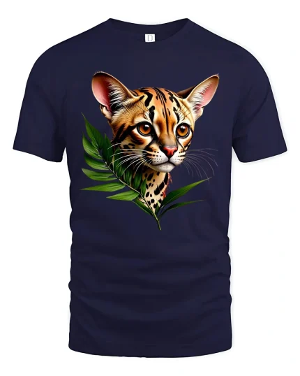 Jungle Cat T-Shirt - Wild Leopard Graphic - navy t-shirt on white background