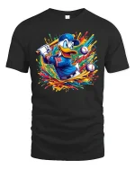 Funny Baseball Duck Graphic T-Shirt - black t-shirt on white background
