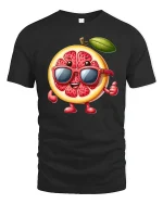Cool Grapefruit with Sunglasses Funny T-Shirt - black t-shirt on white background