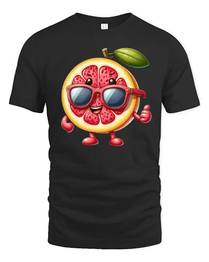 Cool Grapefruit with Sunglasses Funny T-Shirt - black t-shirt on white background