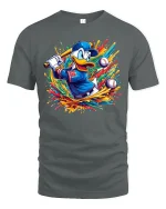 Funny Baseball Duck Graphic T-Shirt - gray t-shirt on white background