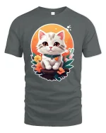 Cute Kitten Flower Garden T-Shirt - gray t-shirt on white background