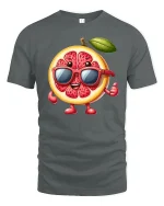 Cool Grapefruit with Sunglasses Funny T-Shirt - gray t-shirt on white background
