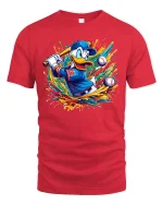 Funny Baseball Duck Graphic T-Shirt - red t-shirt on white background