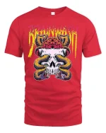 Brainwash Skull and Snake T-Shirt - red t-shirt on white background