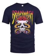 Brainwash Skull and Snake T-Shirt - navy t-shirt on white background
