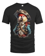 Pirate Parrot Captain Adventure Funny T-Shirt - black t-shirt on white background