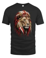 Majestic Lion King Tribal Headdress T-Shirt - black t-shirt on white background