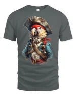 Pirate Parrot Captain Adventure Funny T-Shirt - gray t-shirt on white background