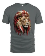 Majestic Lion King Tribal Headdress T-Shirt - gray t-shirt on white background
