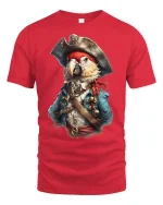 Pirate Parrot Captain Adventure Funny T-Shirt - red t-shirt on white background
