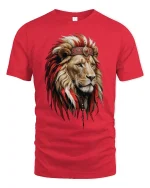 Majestic Lion King Tribal Headdress T-Shirt - red t-shirt on white background