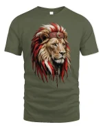 Majestic Lion King Tribal Headdress T-Shirt - military green t-shirt on white background