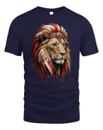 Majestic Lion King Tribal Headdress T-Shirt - navy t-shirt on white background