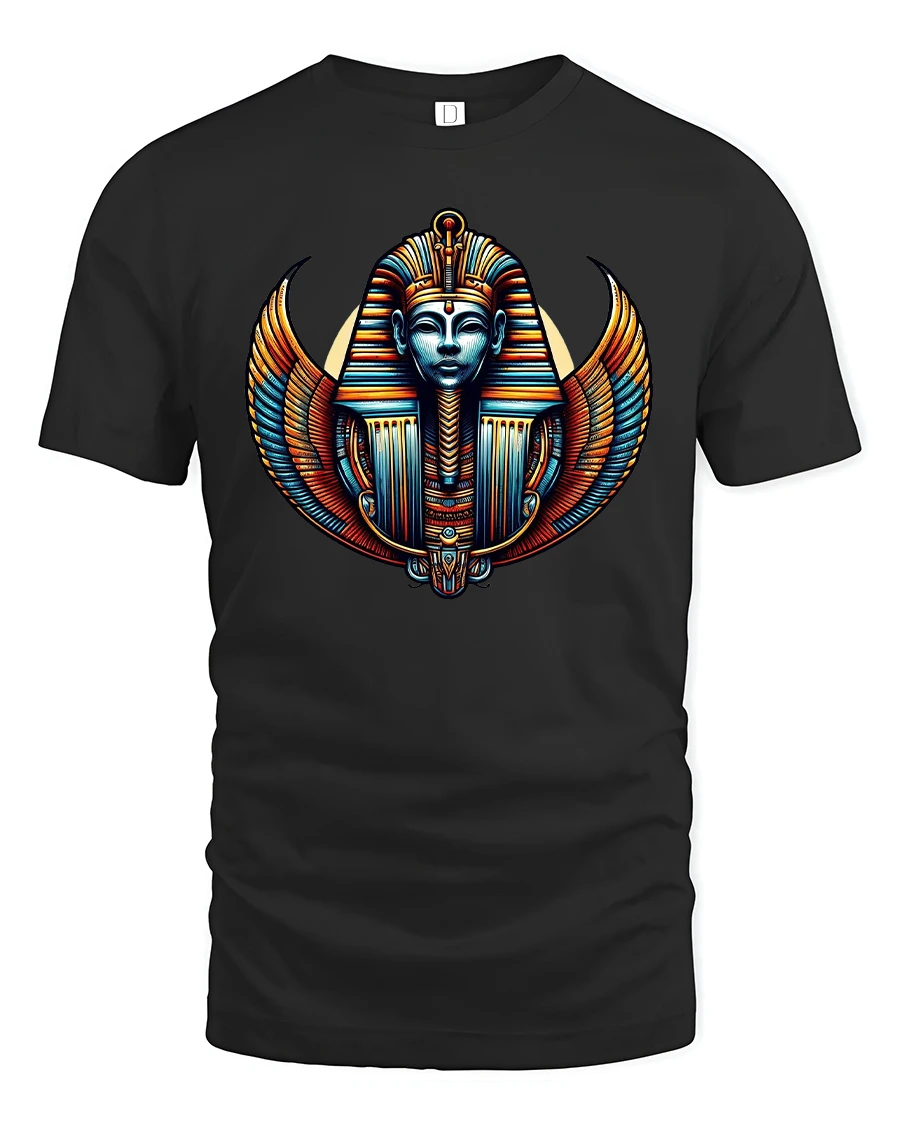 Egyptian Pharaoh Winged Mask Ancient Art T-Shirt - 1 Egyptian Pharaoh Winged Mask Ancient Art T-Shirt - black t-shirt on white background