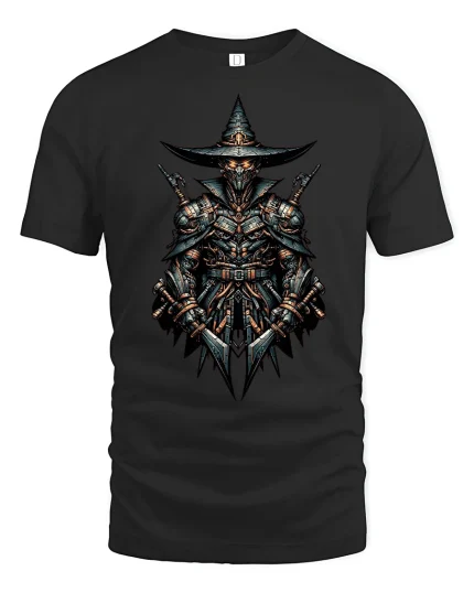 Dark Knight Warrior Armor Gothic Fantasy T-Shirt - black t-shirt on white background