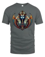 Egyptian Pharaoh Winged Mask Ancient Art T-Shirt - gray t-shirt on white background