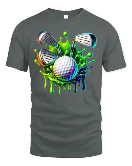 Color Splash Golf Vibes Graphic T-Shirt for Players - gray t-shirt on white background