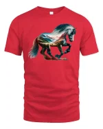 Wild Horse Mountain Landscape Nature Art T-Shirt - red t-shirt on white background