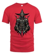 Dark Knight Warrior Armor Gothic Fantasy T-Shirt - red t-shirt on white background
