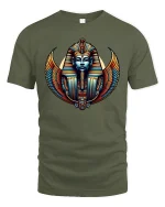 Egyptian Pharaoh Winged Mask Ancient Art T-Shirt - military green t-shirt on white background