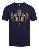 Egyptian Pharaoh Winged Mask Ancient Art T-Shirt - navy t-shirt on white background