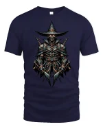 Dark Knight Warrior Armor Gothic Fantasy T-Shirt - navy t-shirt on white background