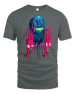 Trippy Skeleton Hands Horror Art Neon Graphic T-Shirt - gray t-shirt on white background