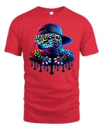 Neon Gecko Drip Streetwear Cool Vibe Graphic T-Shirt - red t-shirt on white background