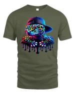 Neon Gecko Drip Streetwear Cool Vibe Graphic T-Shirt - military green t-shirt on white background
