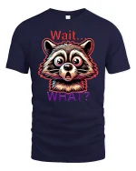 Funny Raccoon Wait What Expression Graphic T-Shirt - navy t-shirt on white background