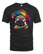 Fiesta Pug Cool Mexican Style Funny Graphic T-Shirt - black t-shirt on white background