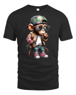 Cool Monkey Swag Streetwear Funny Graphic T-Shirt - black t-shirt on white background